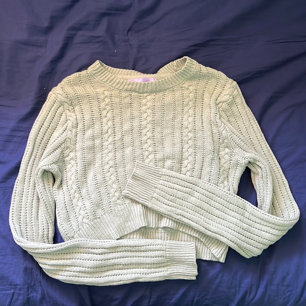 anwnd cable knit sweater (sage green)